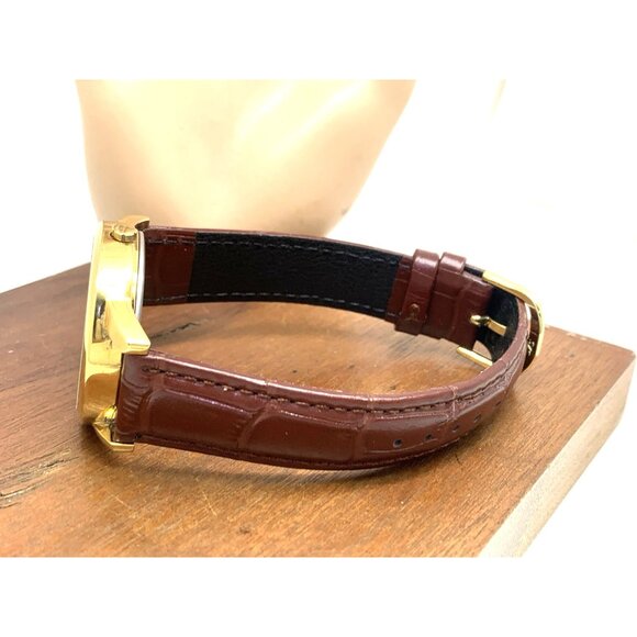 Timex Men's Watch T2H301 Quartz Indiglo White Dial Date Gold Brown Leather 35mm - Picture 9 of 14